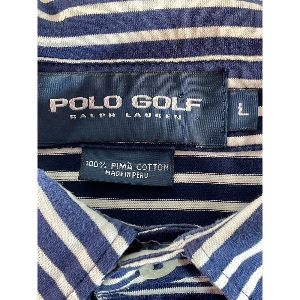 Polo Golf‎ Ralph Lauren Striped Golf Club Logo Short Sleeve Polo Shirt